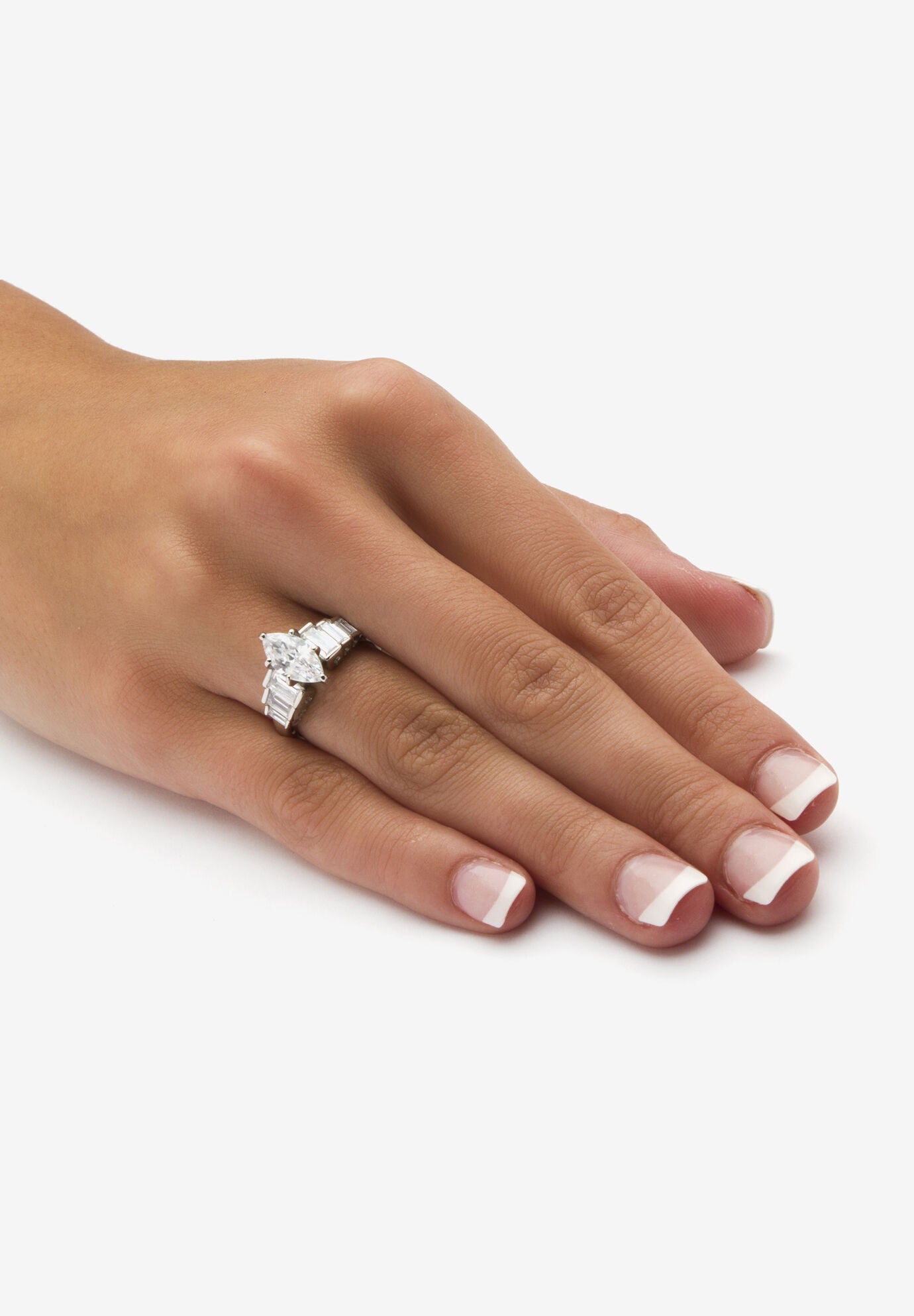 3.82 Ct Tw Cubic Zirconia Ring In Platinum-Plated Sterling Silver, , alternate image number 2