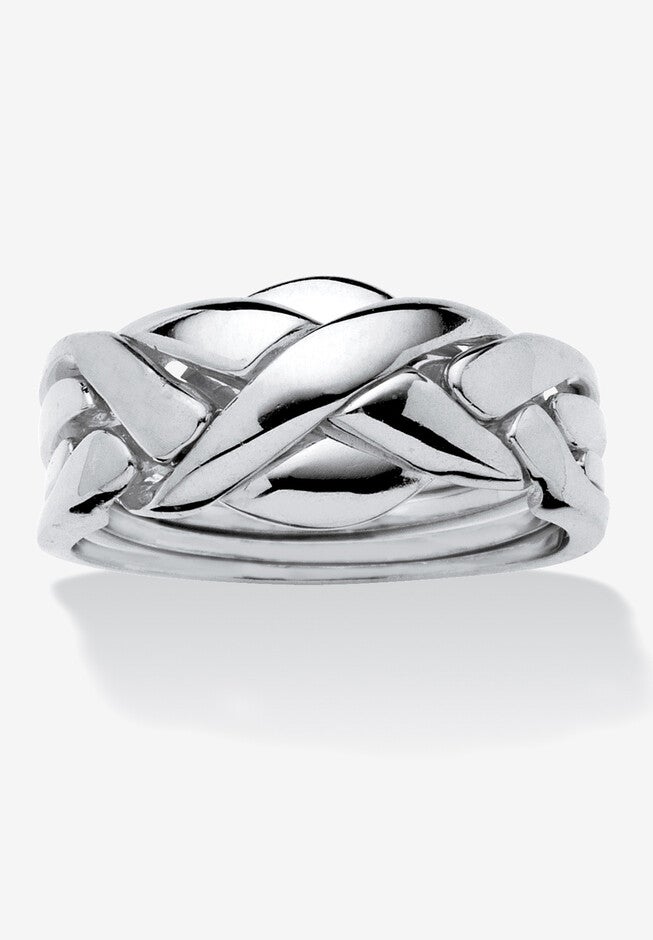 Platinum-Plated Commitment Symbol Puzzle Ring, SILVER, hi-res image number null