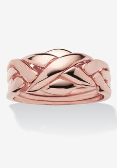 14K Rose Gold-Plated Commitment Symbol Puzzle Ring