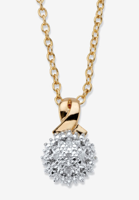 Gold-Plated Diamond Accent Cluster Pendant with 18" Chain, GOLD, hi-res image number null