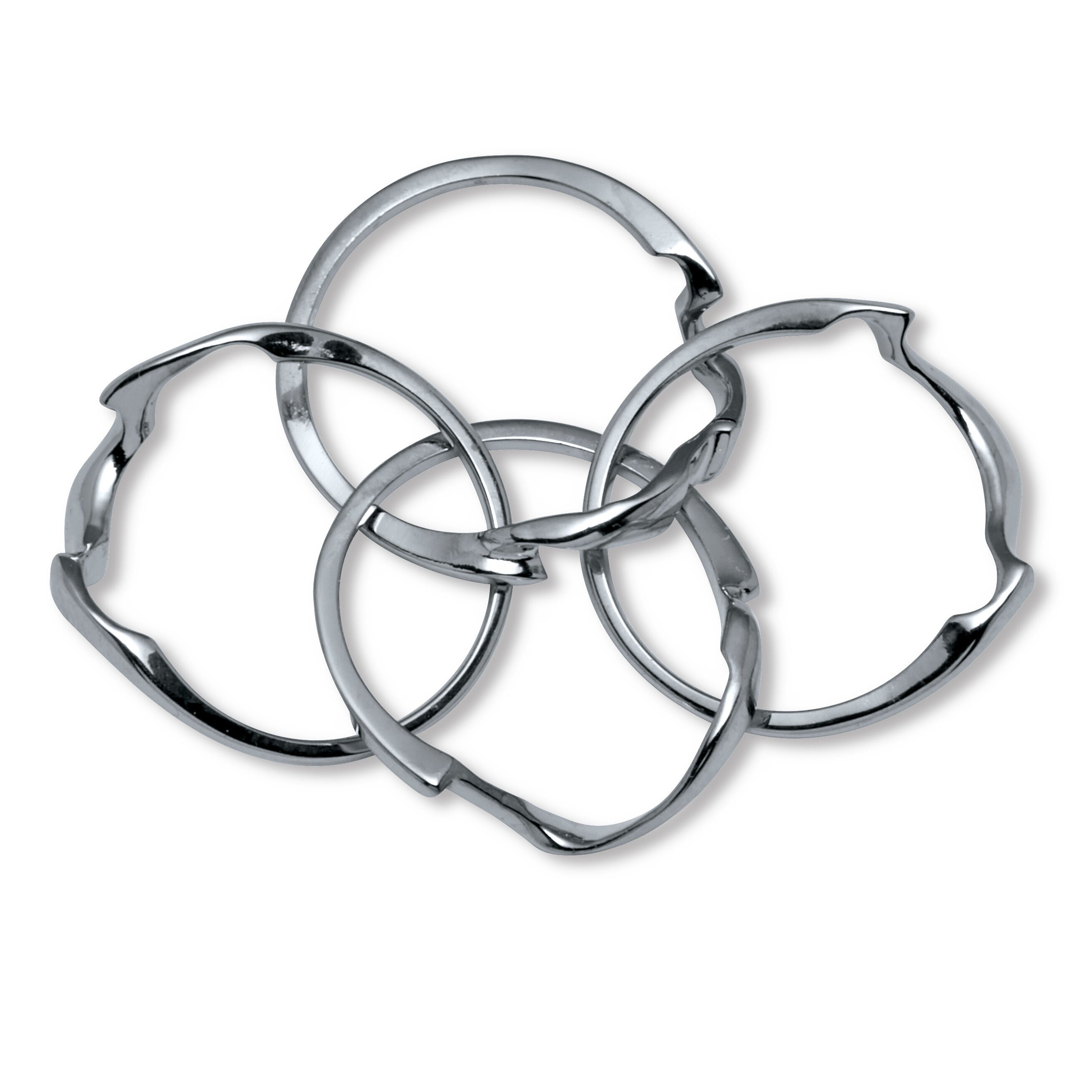 Platinum-plated Sterling Silver Interlocking Puzzle Ring, SILVER, alternate image number 3