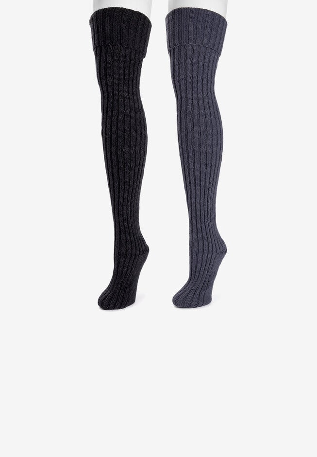 Chunky Ribbed Over The Knee 2 Pack Socks, , on-hover image number null