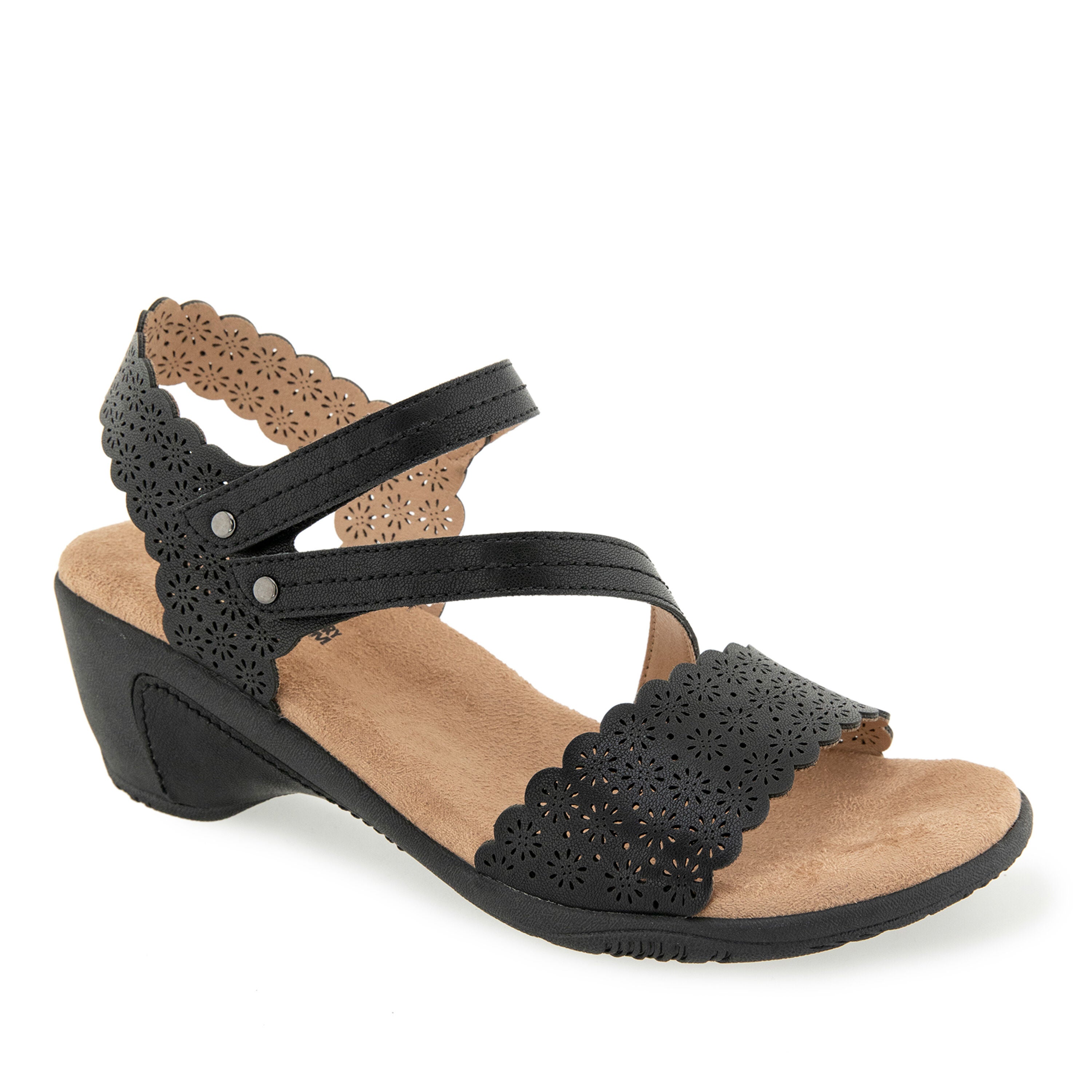Gracie Hook and Loop Wedge Sandal, BLACK, hi-res image number 0