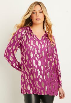 Metallic Print Blouse