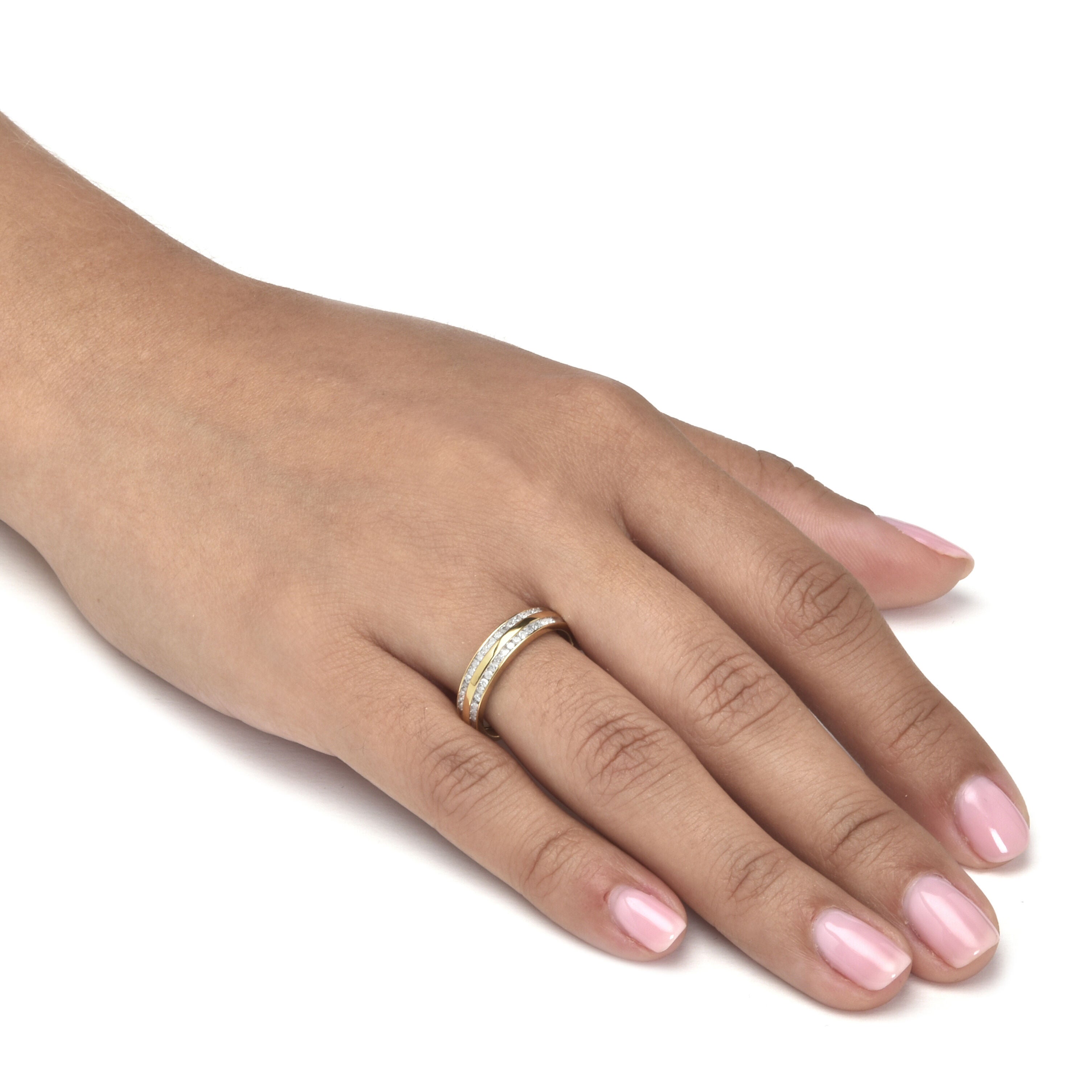 .24 TCW Diamond 18K Gold-Plated Sterling Silver Band Ring, WHITE, alternate image number 2