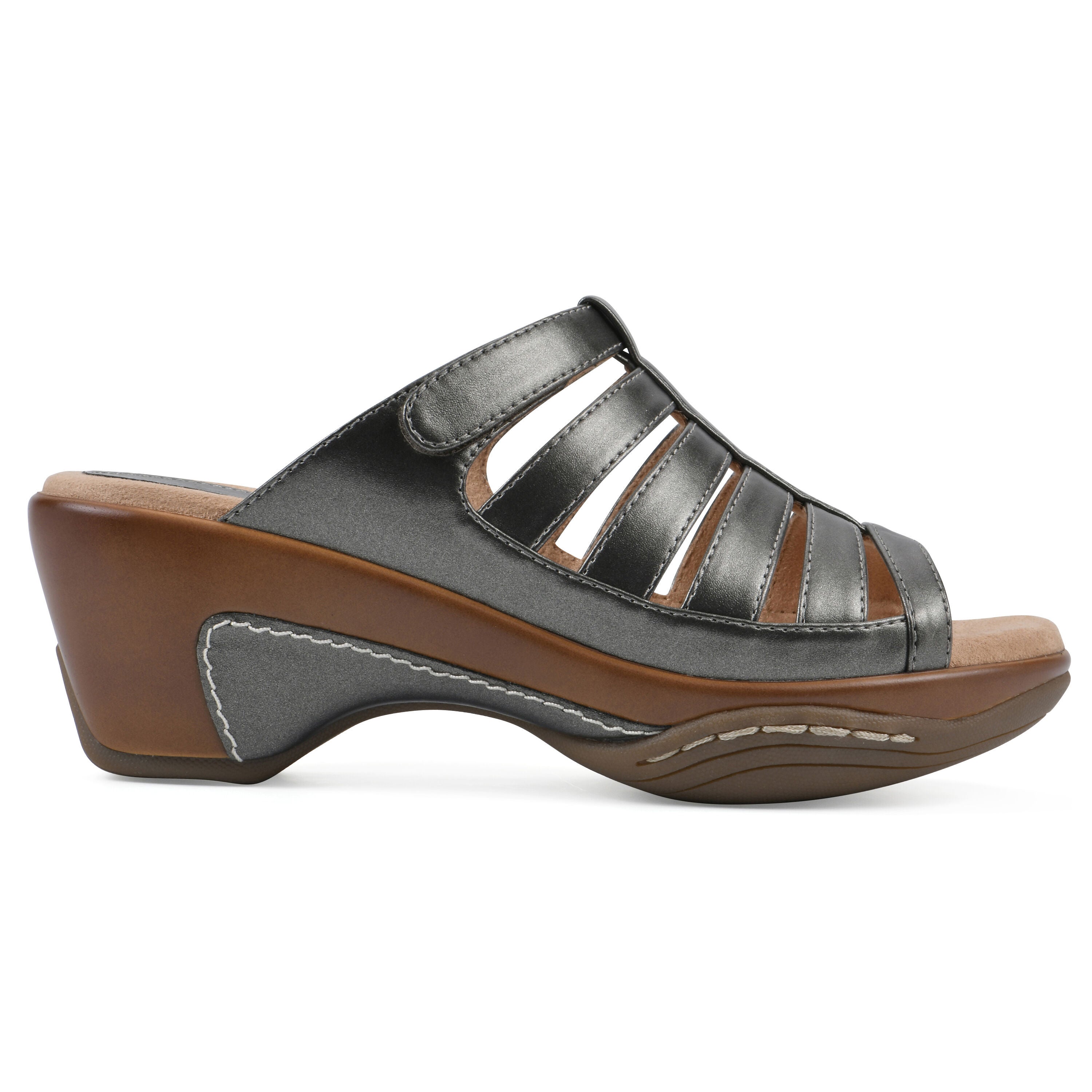 Valencia Slip-On Clog Sandal, PEWTER METALLIC, alternate image number 2