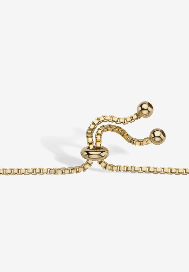 6.20 Cttw. Simulated Blue Sapphire And Cz Gold-Plated Bolo Bracelet 10 inches, , on-hover image number 1
