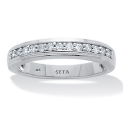 .13 TCW Diamond Sterling Silver Wedding Band Ring