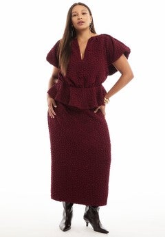 Textured Knit Peplum Top