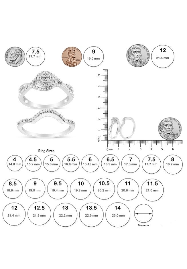 Silver 1/6 Cttw Diamond Composite Halo And Split Shank Bridal Set, , alternate image number 4