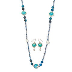 Simulated Blue Opal Jewelry Set