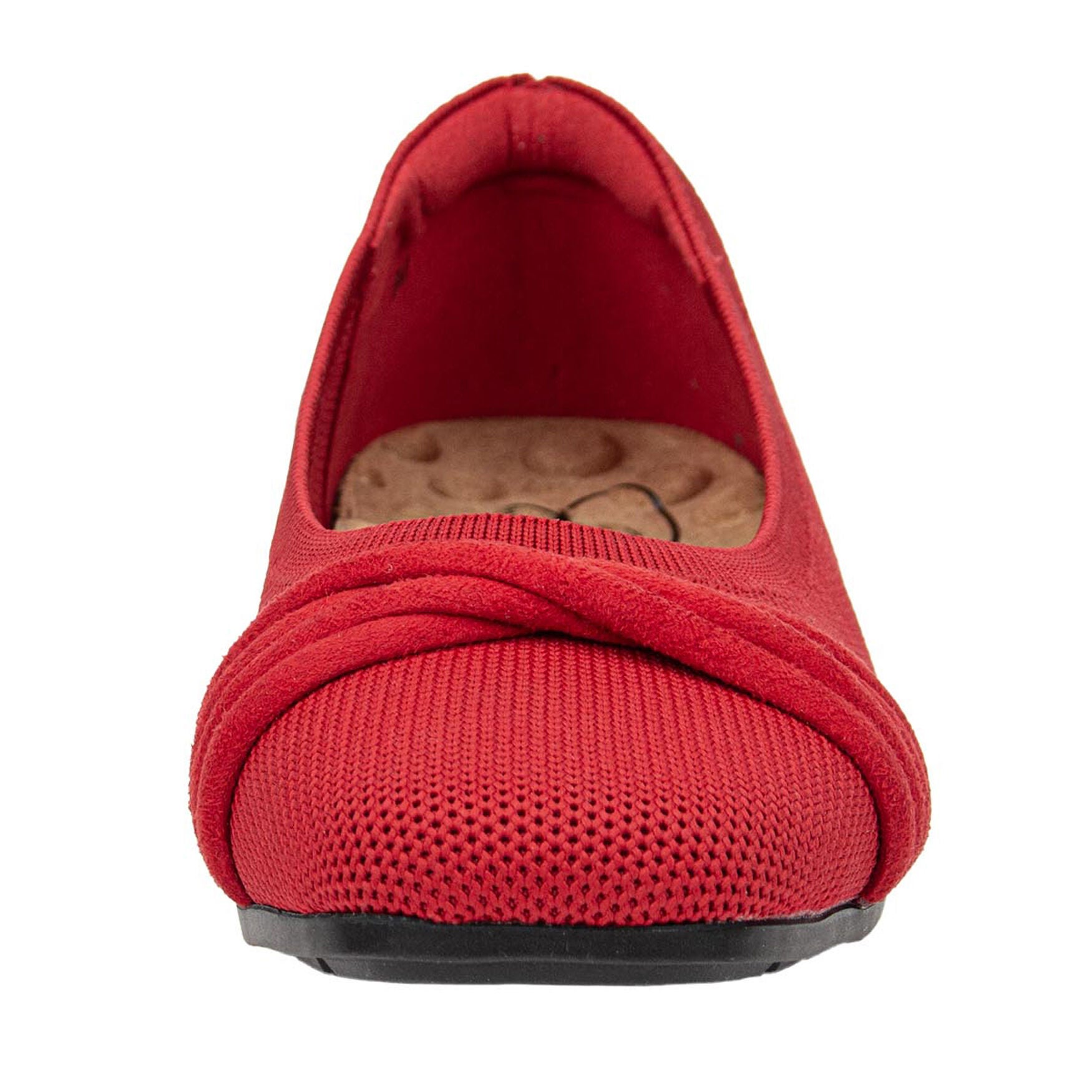 Nissa Square Toe Stretch Knit Flat, RED KNIT, alternate image number 4