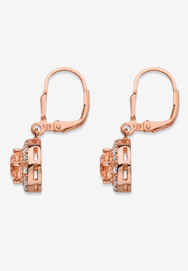 6.13 Tcw Simulated Pink Morganite Cz Rose Gold-Plated Sterling Silver Earrings, , on-hover image number 1