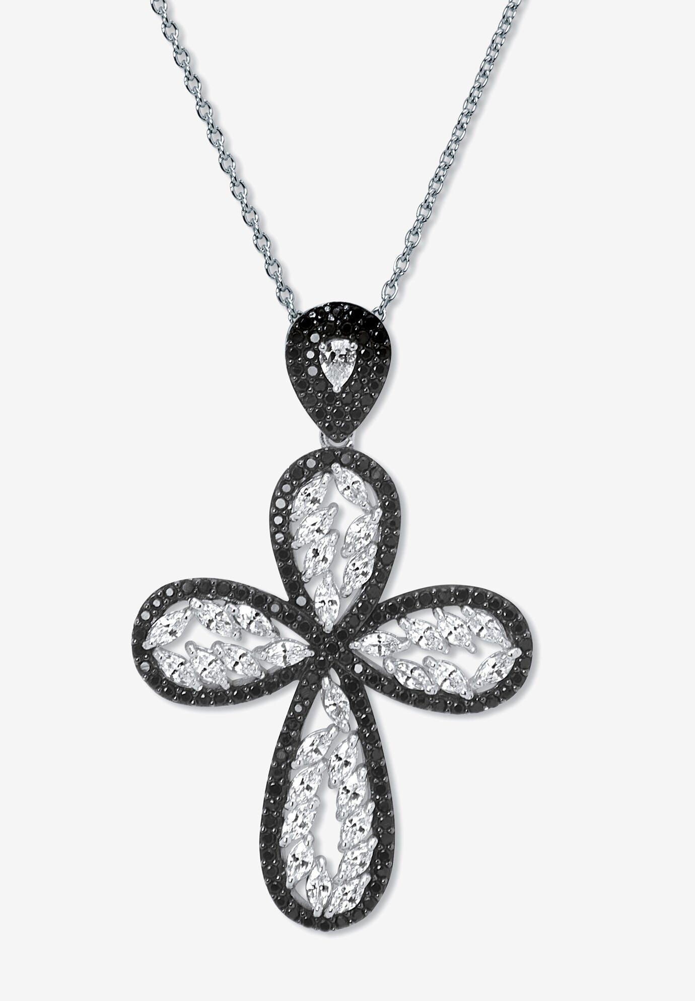 2.44 Tcw Pear Cut Genuine Topaz Sterling Silver Cross Pendant Necklace 18-Inch, TOPAZ, hi-res image number 0