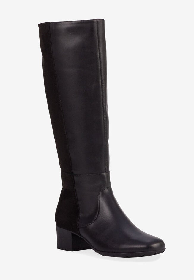 Mix Medium Calf Boot, BLACK LEATHER SUEDE, hi-res image number 0