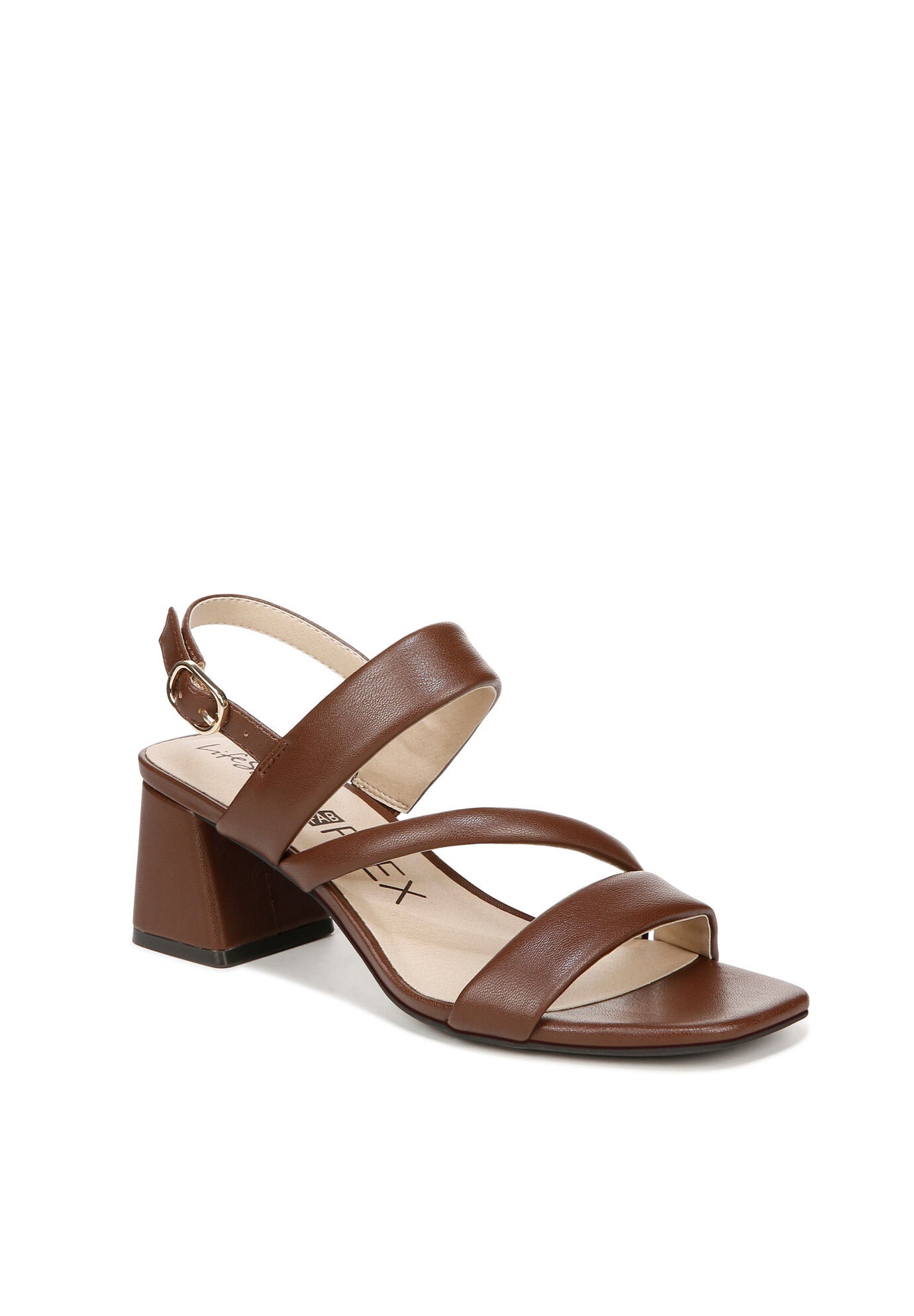 Celia Heeled Sandal, BROWN FAUX LEATHER, hi-res image number 0