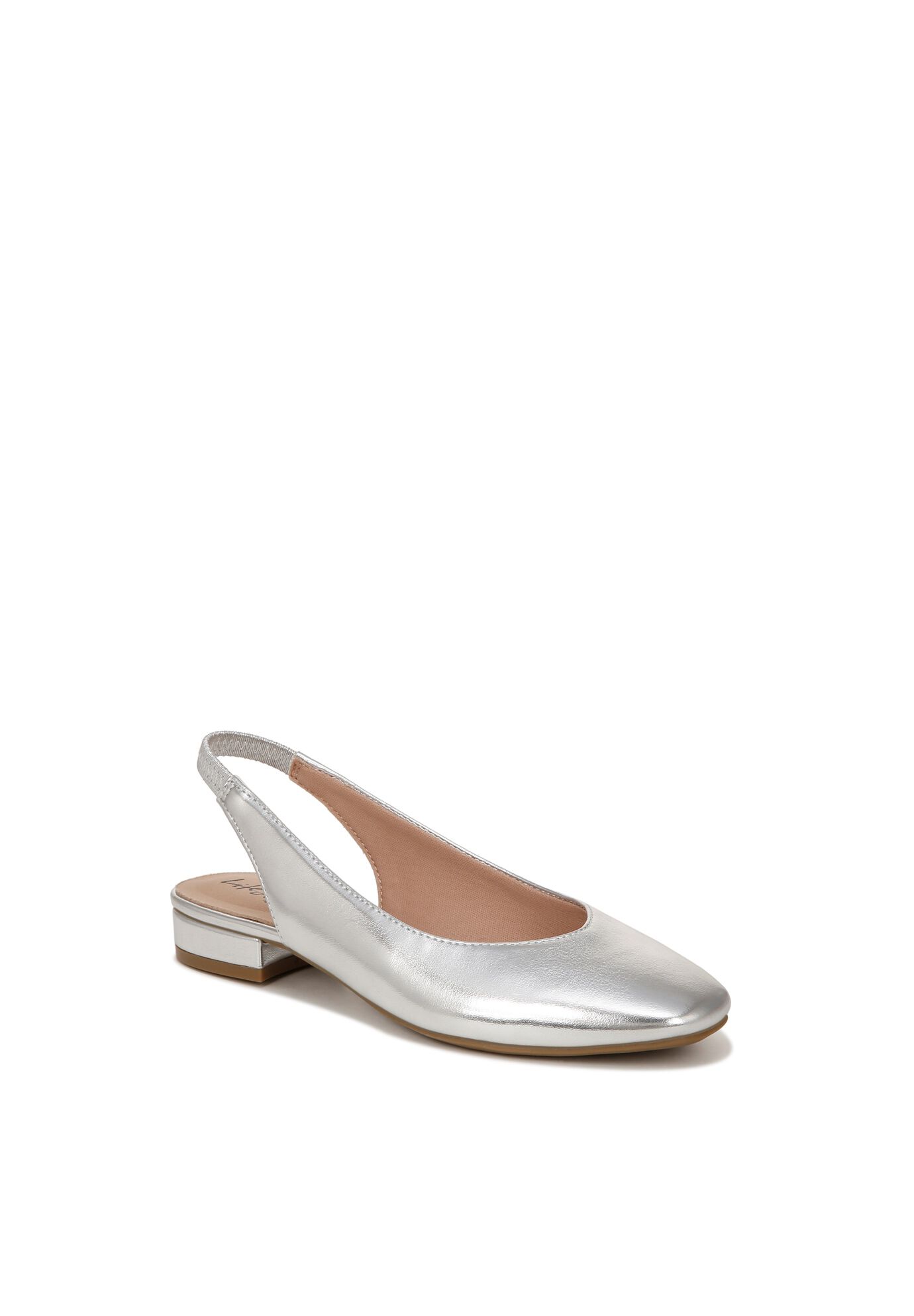 Claire Sling Back Flat, METALLIC SILVER LEATHER, hi-res image number 0