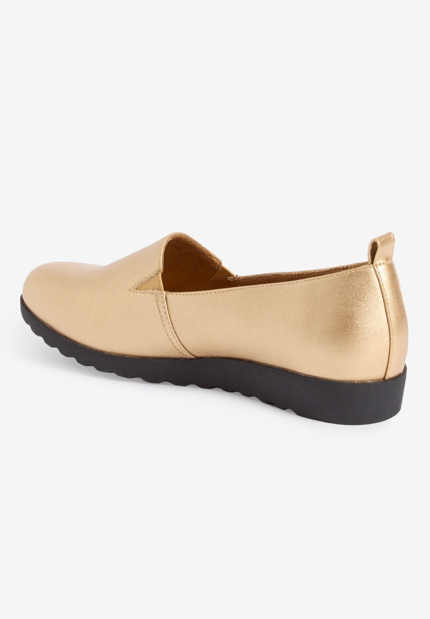 The June Leather-Like Slip On Flat, GOLD, on-hover image number 1