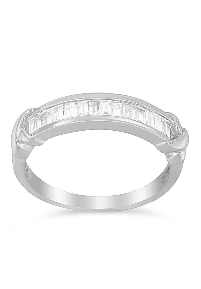 Sterling Silver Baguette Cut Diamond Channel Set Wedding Ring, WHITE, hi-res image number 0