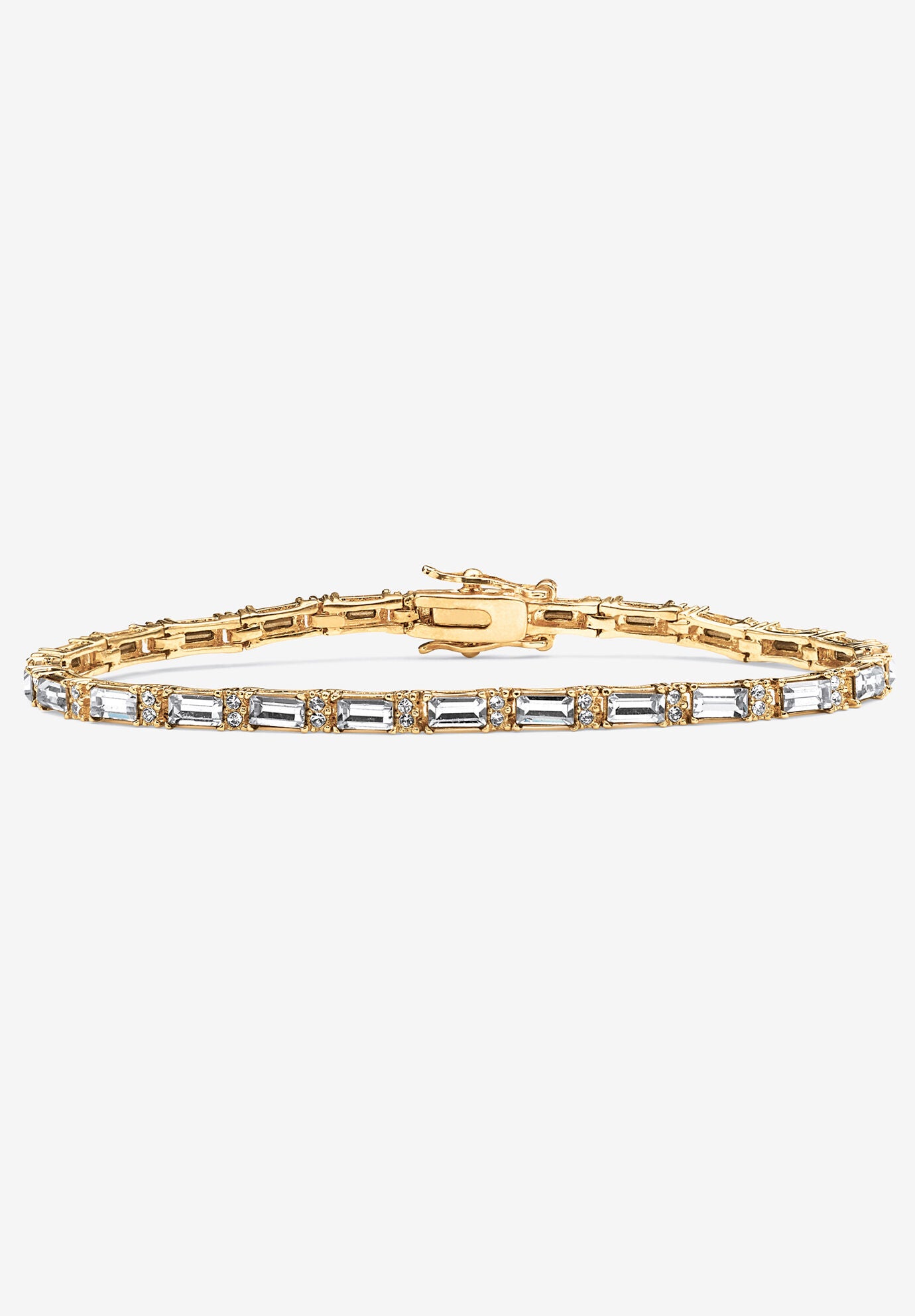 Birthstone Gold-Plated Tennis Bracelet, APRIL, hi-res image number 0