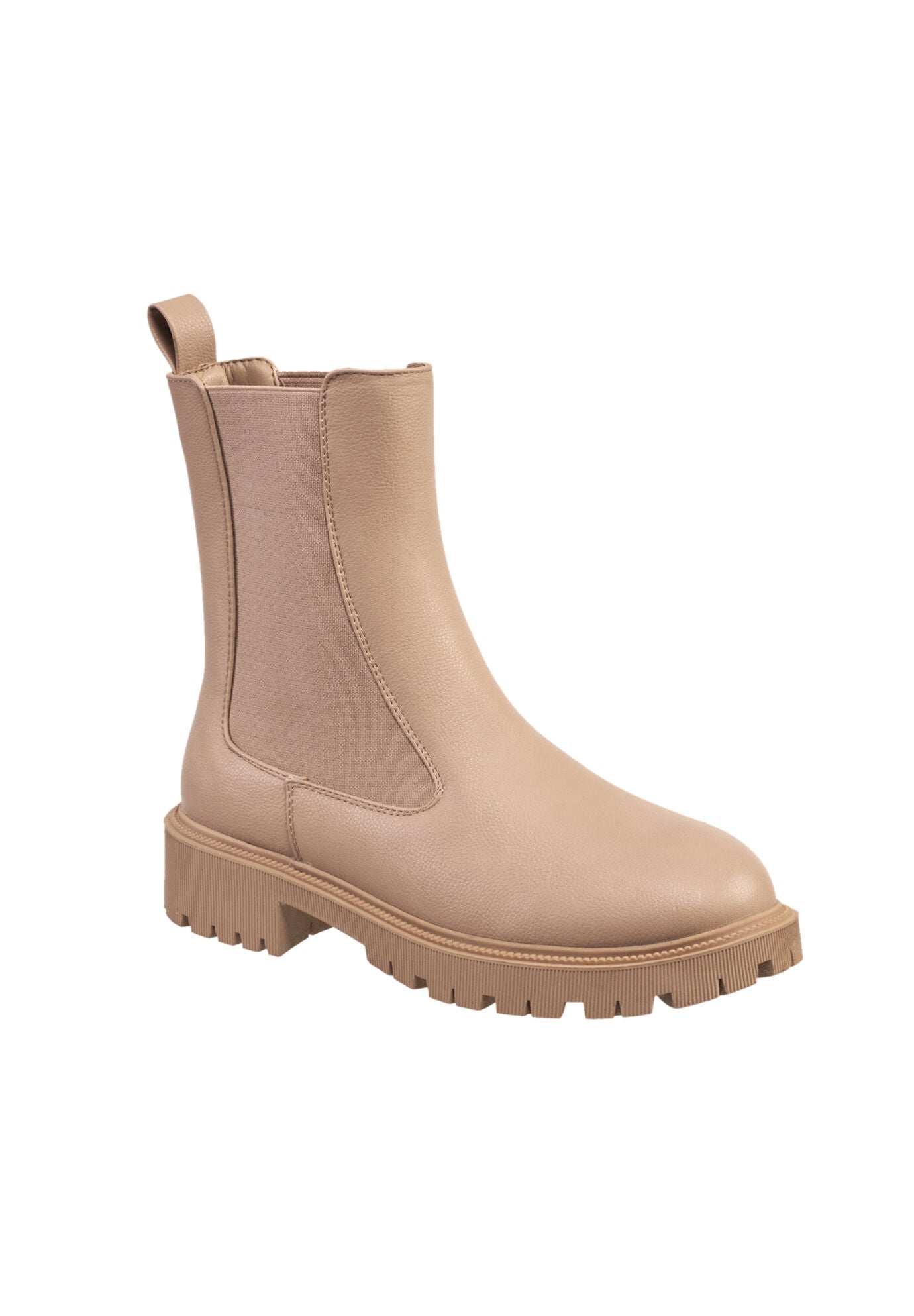 Women s Chelsea Reyah Bootie with Elastic Detail Taupe Woman Within