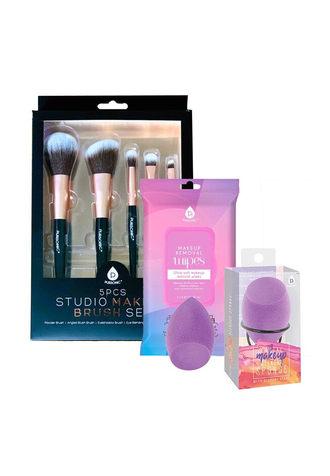 Makeup Essentials Bundle: Brushes, Wipes & Blender Sponge, O, hi-res image number null