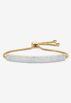 Gold-Plated Bolo 9" Bracelet with Diamond Accents