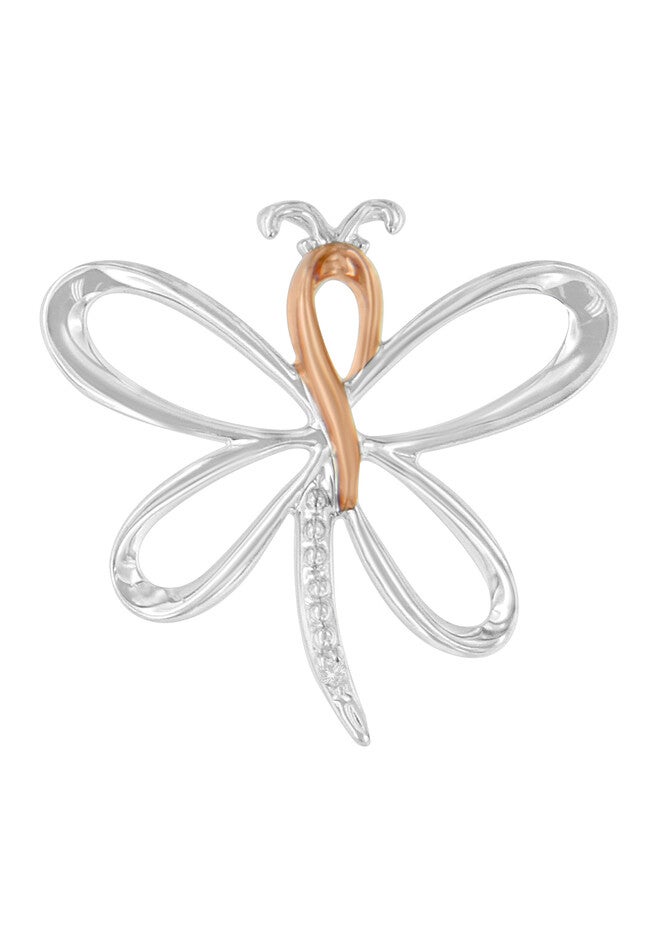 10K Rose Gold Over Silver Diamond-Accented Dragonfly Pendant, ROSE GOLD, hi-res image number null