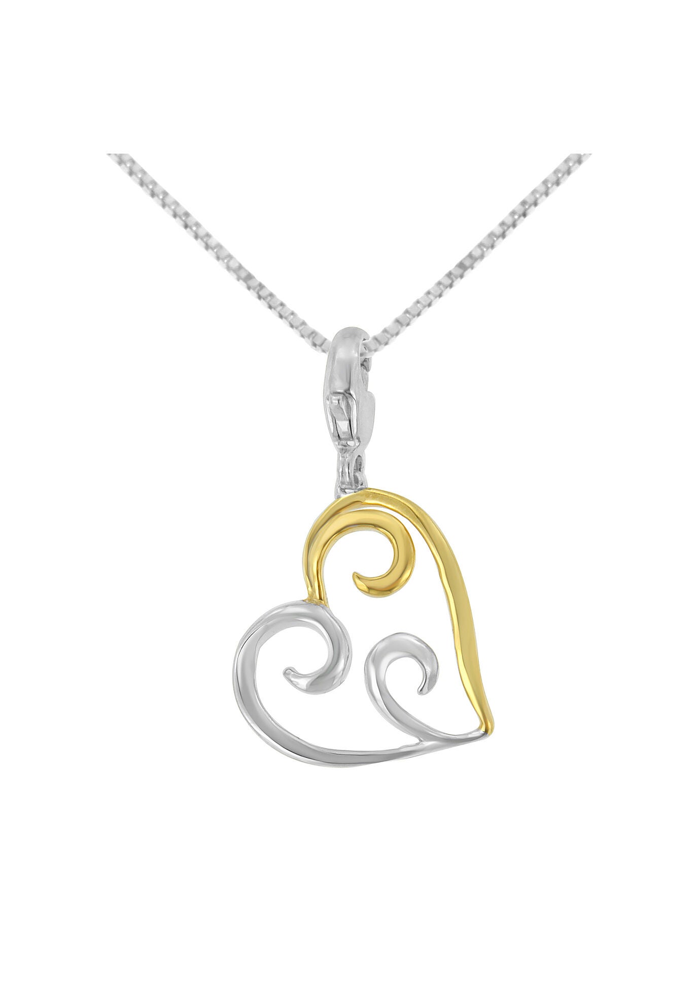 Gold Over Silver Heart-Shaped Pendant Necklace, YELLOW GOLD, hi-res image number 0