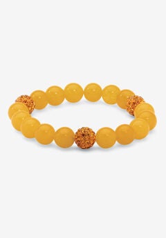 Simulated Birthstones Agate Stretch Bracelet 8"