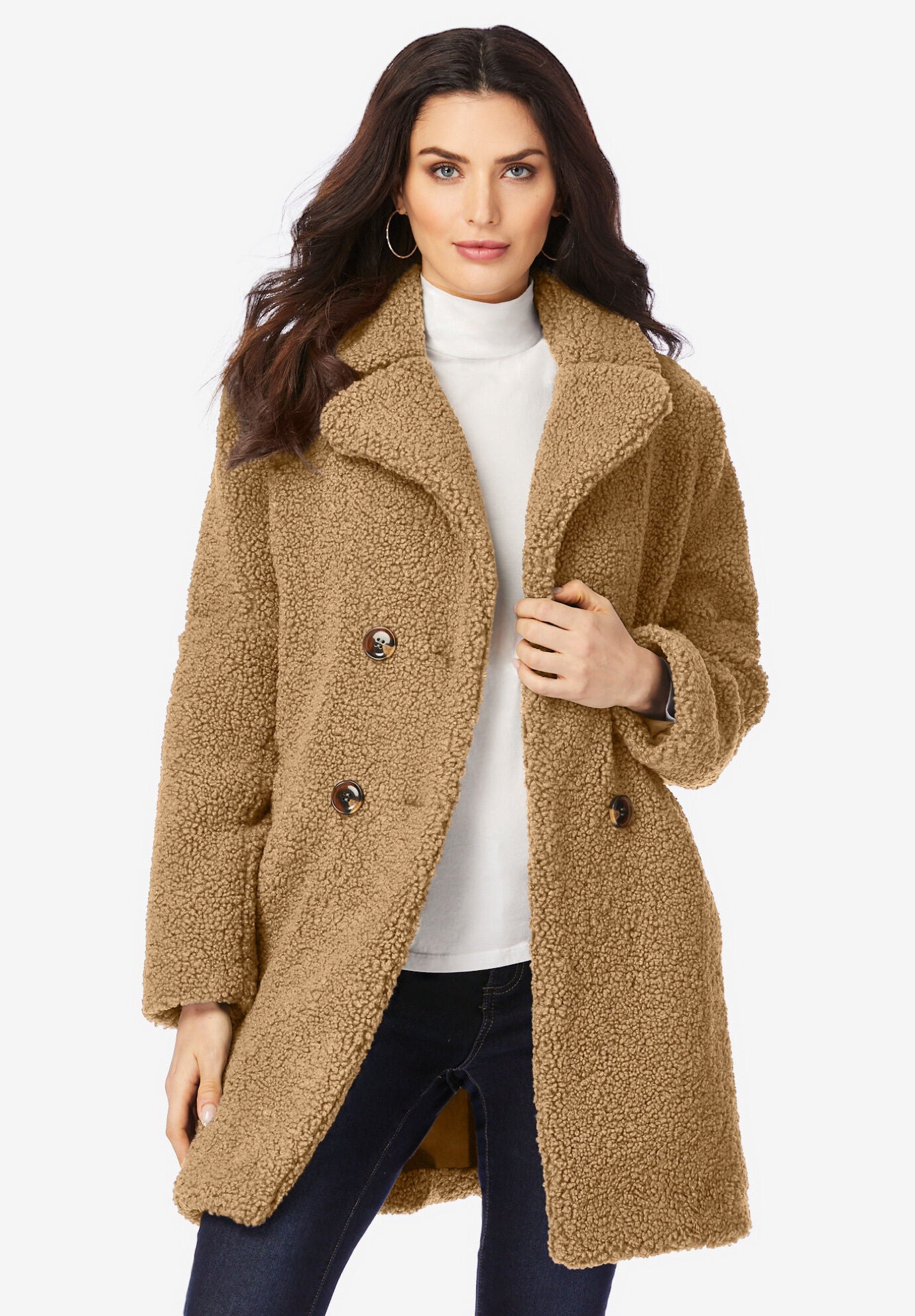 Double Breasted Teddy Coat Woman Within