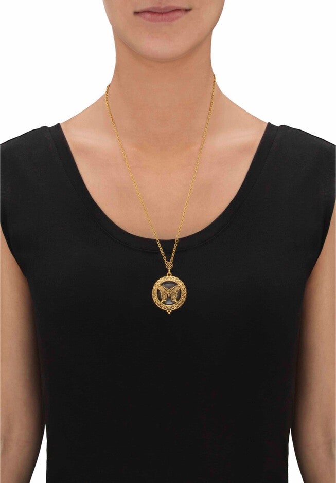 Goldtone Antiqued Butterfly Pendant with 24 inches Chain, , alternate image number null