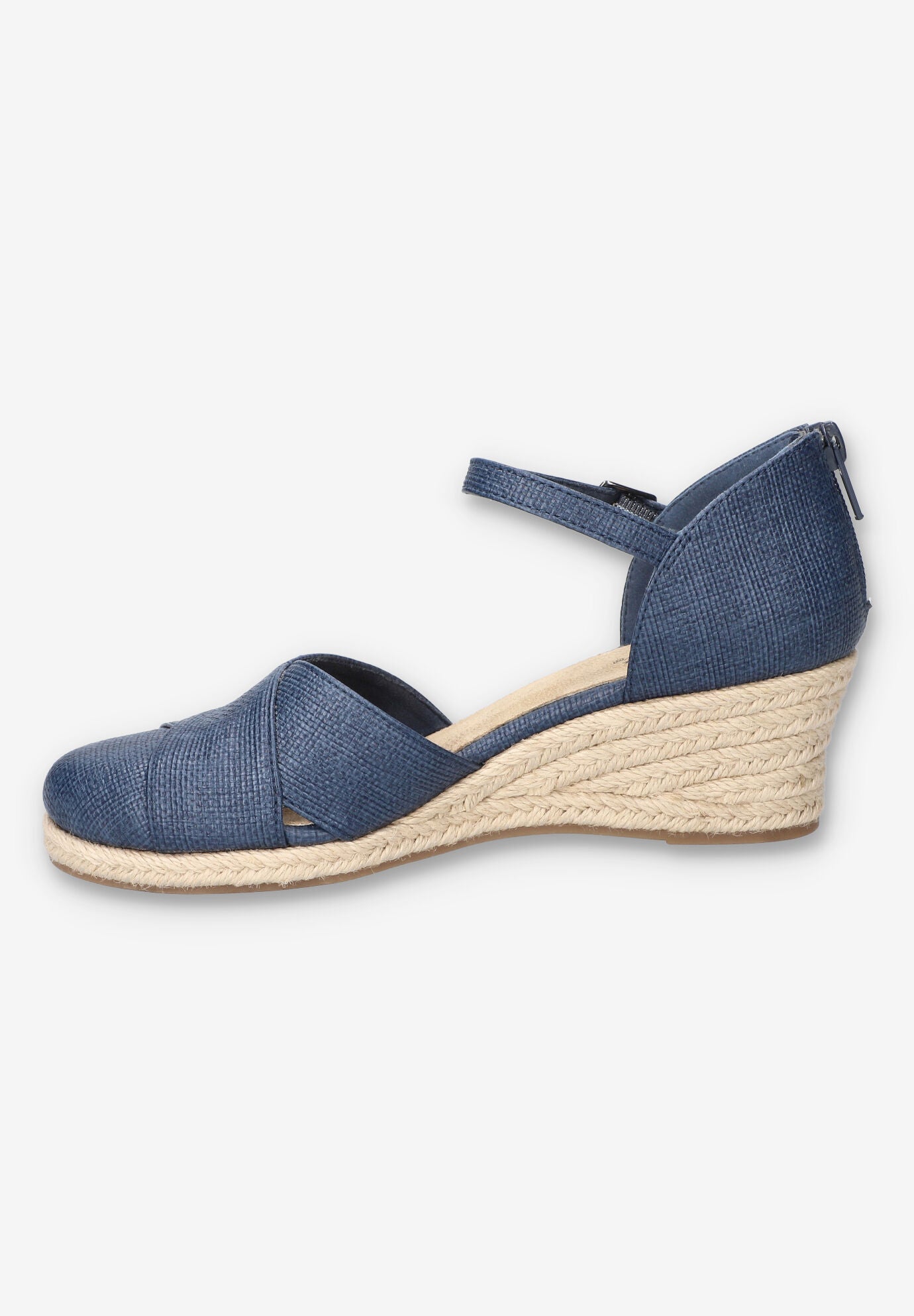 Coast Espadrille Wedge, NAVY LINEN EMBOSSED, alternate image number 4