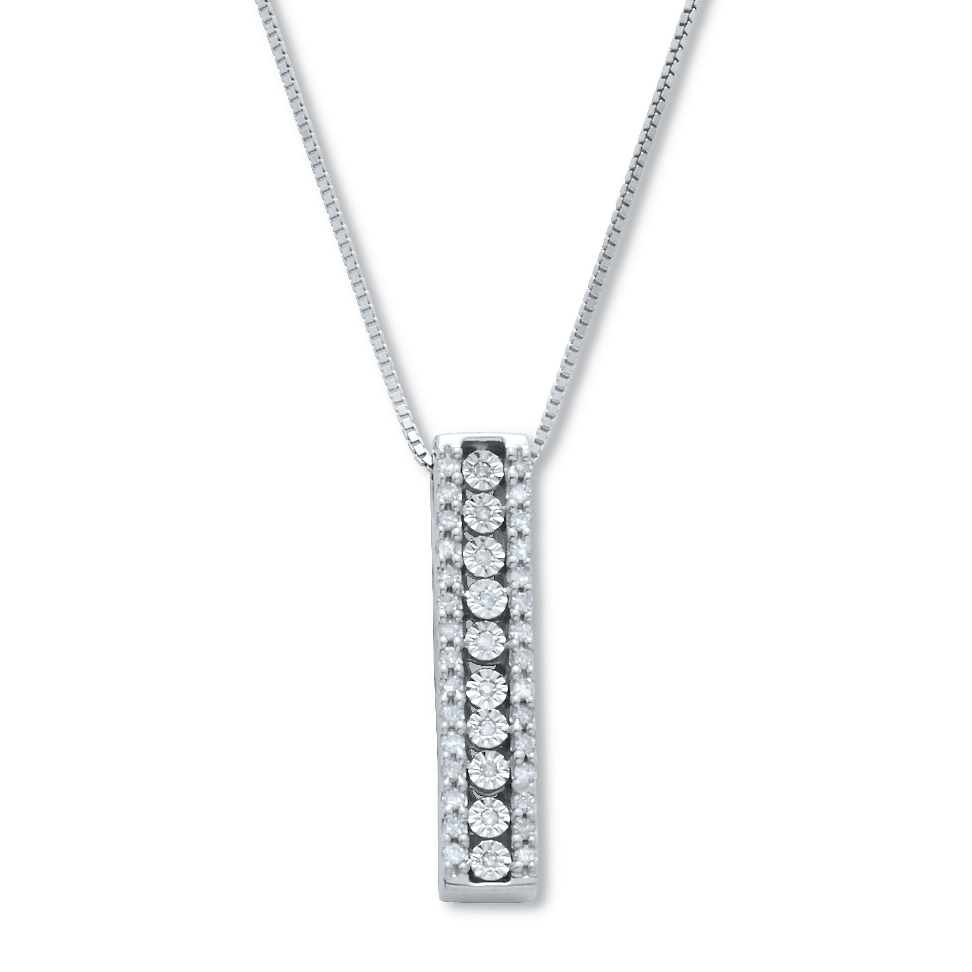 .21 TCW Diamond Sterling Silver Multi-Bar Pendant and Chain 18 Inches, WHITE, hi-res image number 0