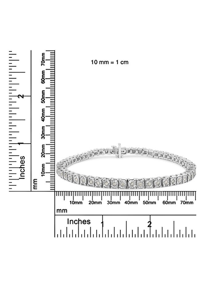 Sterling Silver Diamond Square Frame Miracleset Tennis Bracelet 8 inches, , alternate image number 6