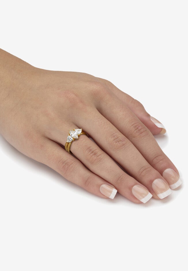 2 Tcw Marquise Cubic Zirconia 14K Yellow Gold-Plated Bridal Ring Set, , alternate image number 2