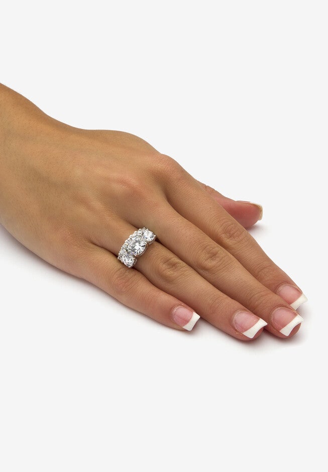 2 Piece 5.66 Tcw Cz Bridal Ring Set In Platinum-Plated Sterling Silver, , alternate image number null