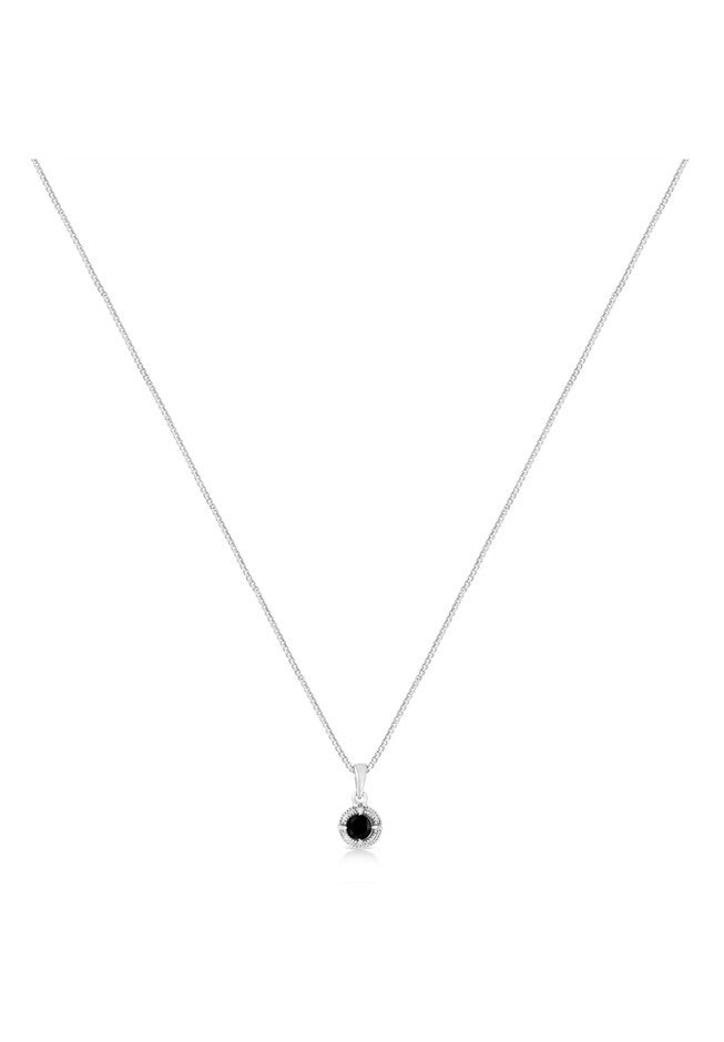 Silver 1/10 Cttw Colored Diamond Solitaire 18 inches Milgrain Pendant Necklace, , on-hover image number 1