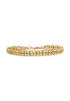 Yellow Gold Plated Sterling Silver 1/2 Cttw Diamond Doublelink Tennis Bracelet