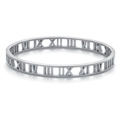 Roman Numeral Stainless Steel Bangle Bracelet