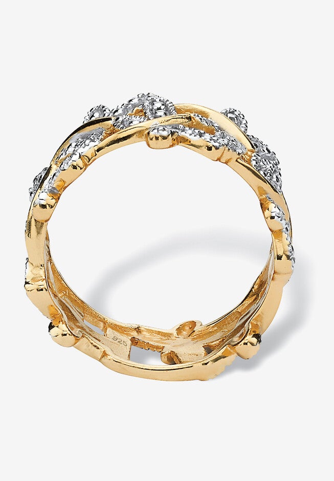 Yellow Gold over Sterling Silver Genuine Diamond Accent Butterfly Ring, , on-hover image number null