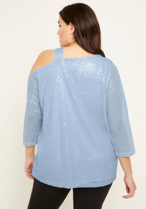 Sequin One-Shoulder Top, , on-hover image number null
