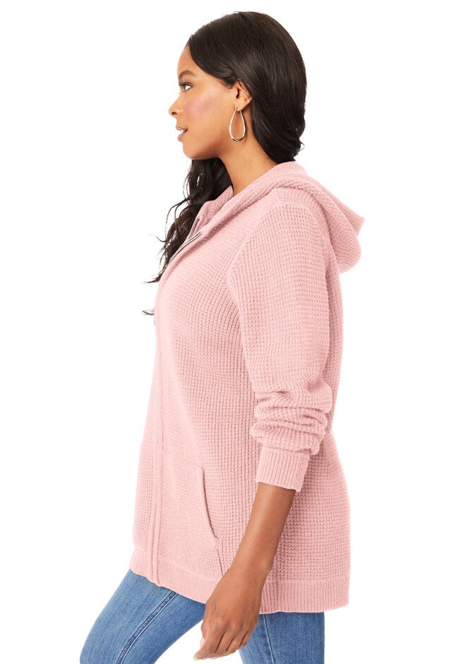 Plus Size Waffle Knit Zip Hoodie, , on-hover image number 1