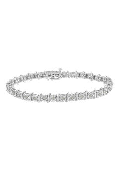 Sterling Silver Diamond Scurve Link Miracleset Tennis Bracelet 7"