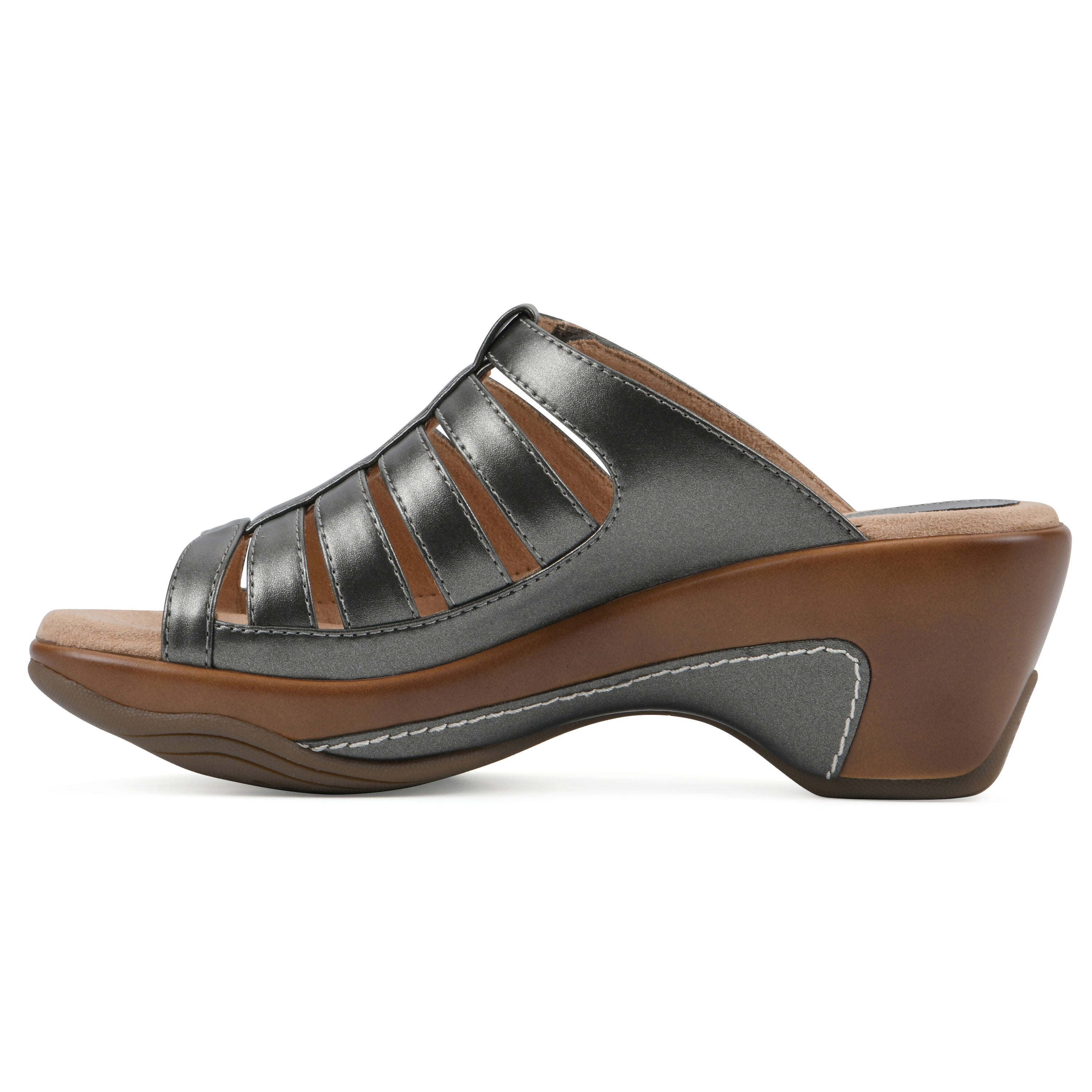 Valencia Slip-On Clog Sandal, PEWTER METALLIC, alternate image number 3