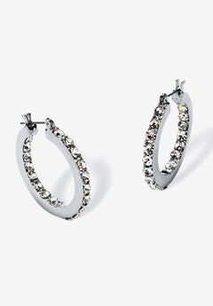 Birthstone Inside-Out Hoop Earrings In Silvertone (31Mm)