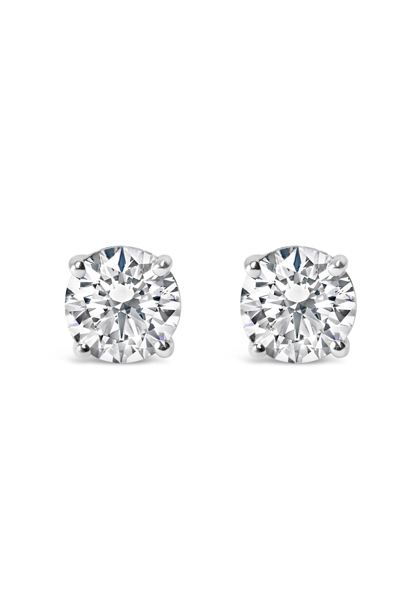 14K Gold 1.0 Cttw Round Brilliant Cut Lab Grown Diamond 4-Prong Classic Solitaire Stud Earrings, WHITE GOLD, hi-res image number 0