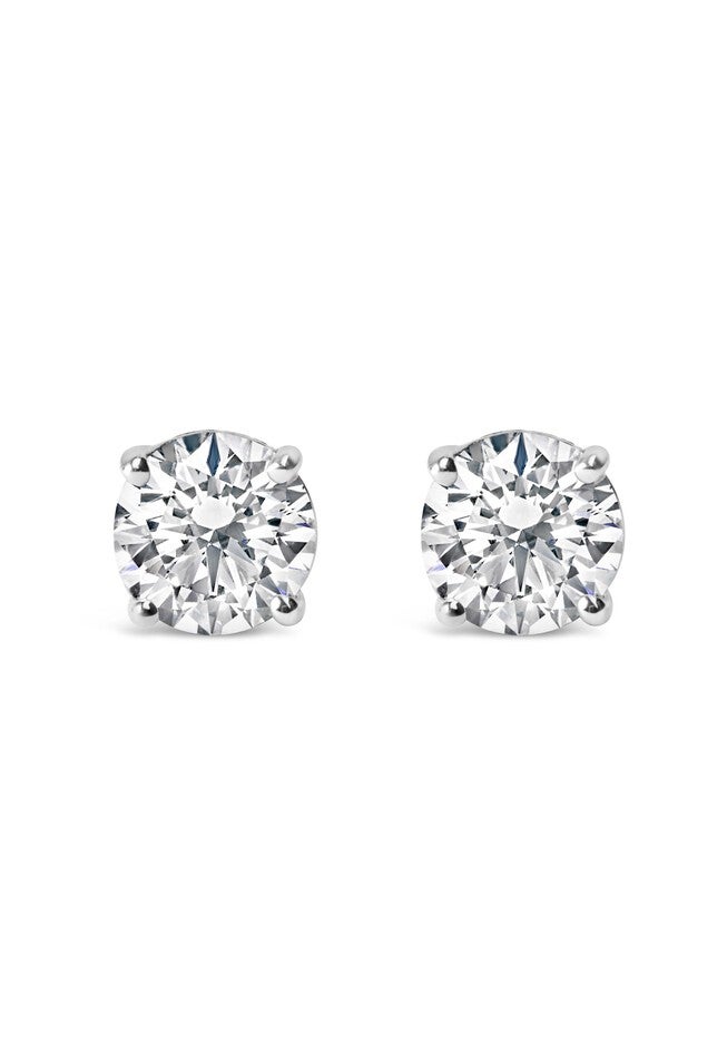 14K Gold 1.0 Cttw Round Brilliant Cut Lab Grown Diamond 4-Prong Classic Solitaire Stud Earrings, WHITE GOLD, hi-res image number 0