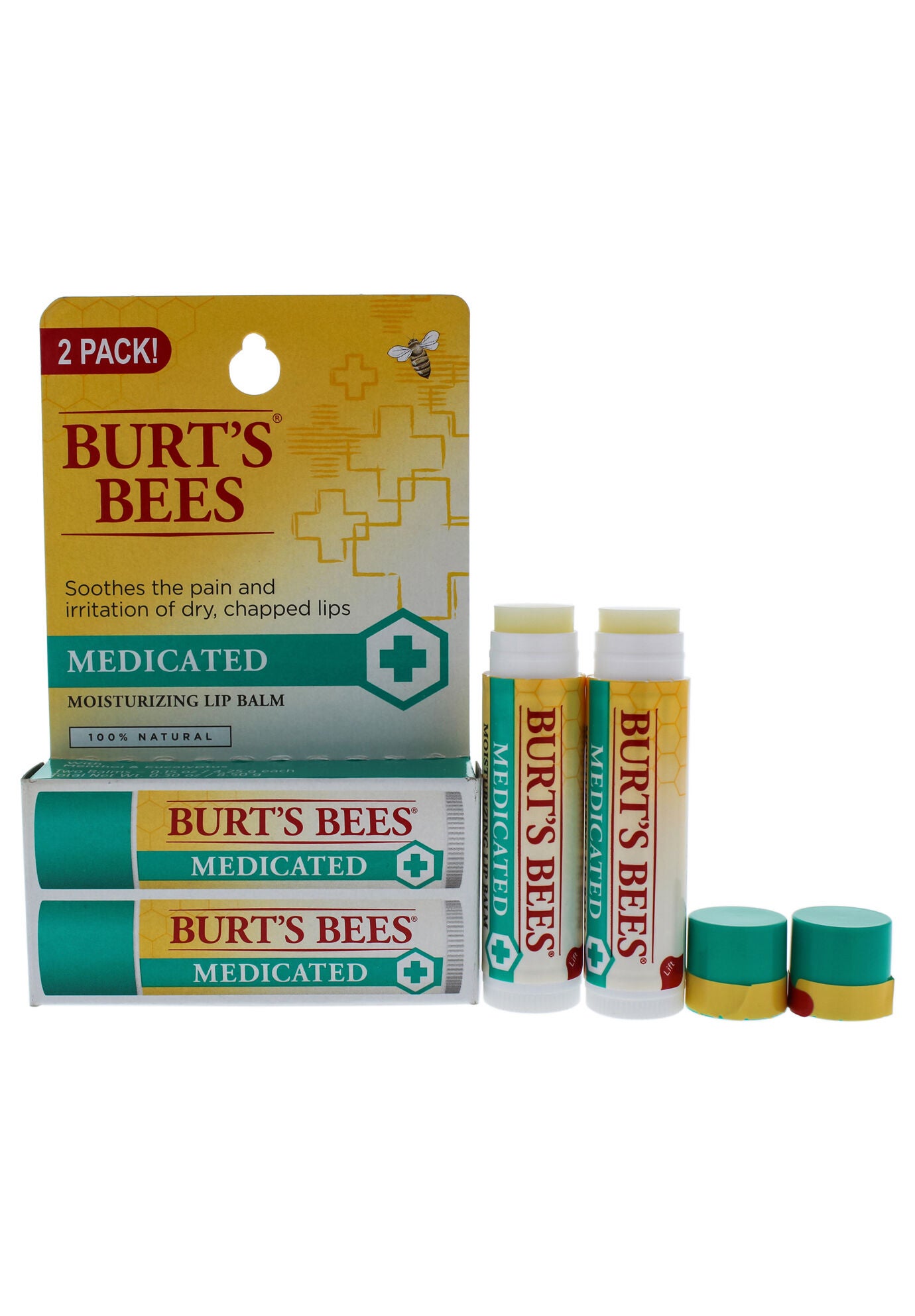 Medicated Moisturizing Lip Balm Twin Pack -2 X 0.15 Oz Lip Balm, O, hi-res image number 0