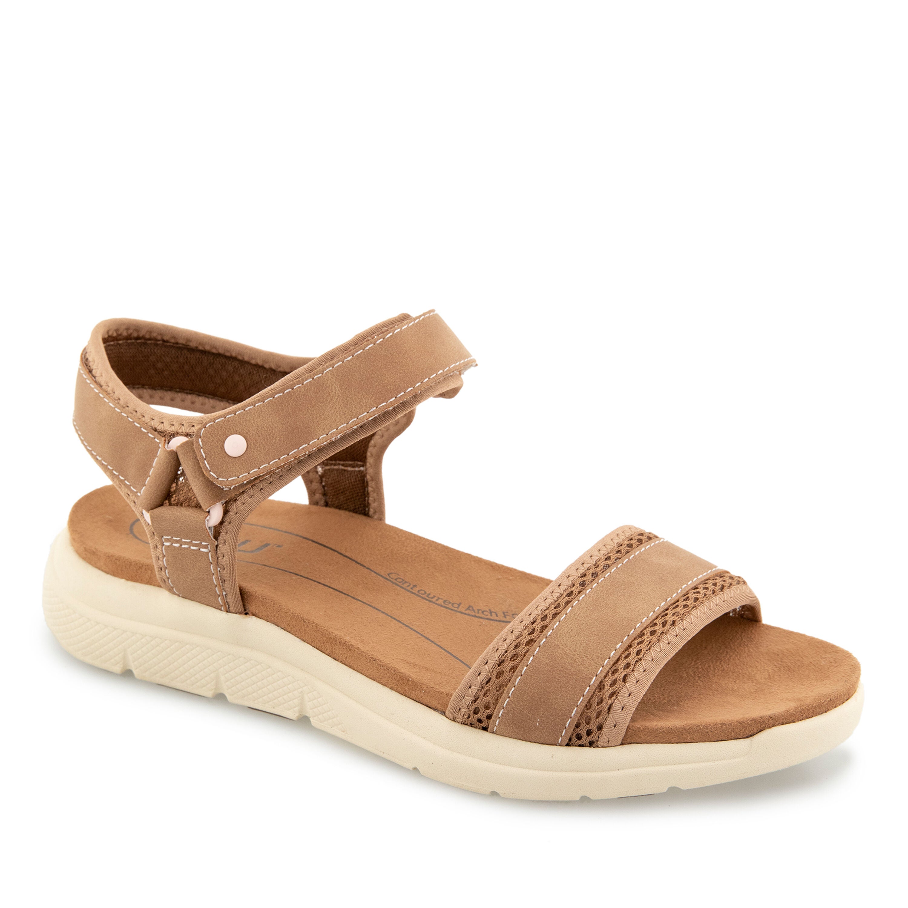 Ellewood Hook and Loop Flat Sandal, TAN PETAL, hi-res image number 0